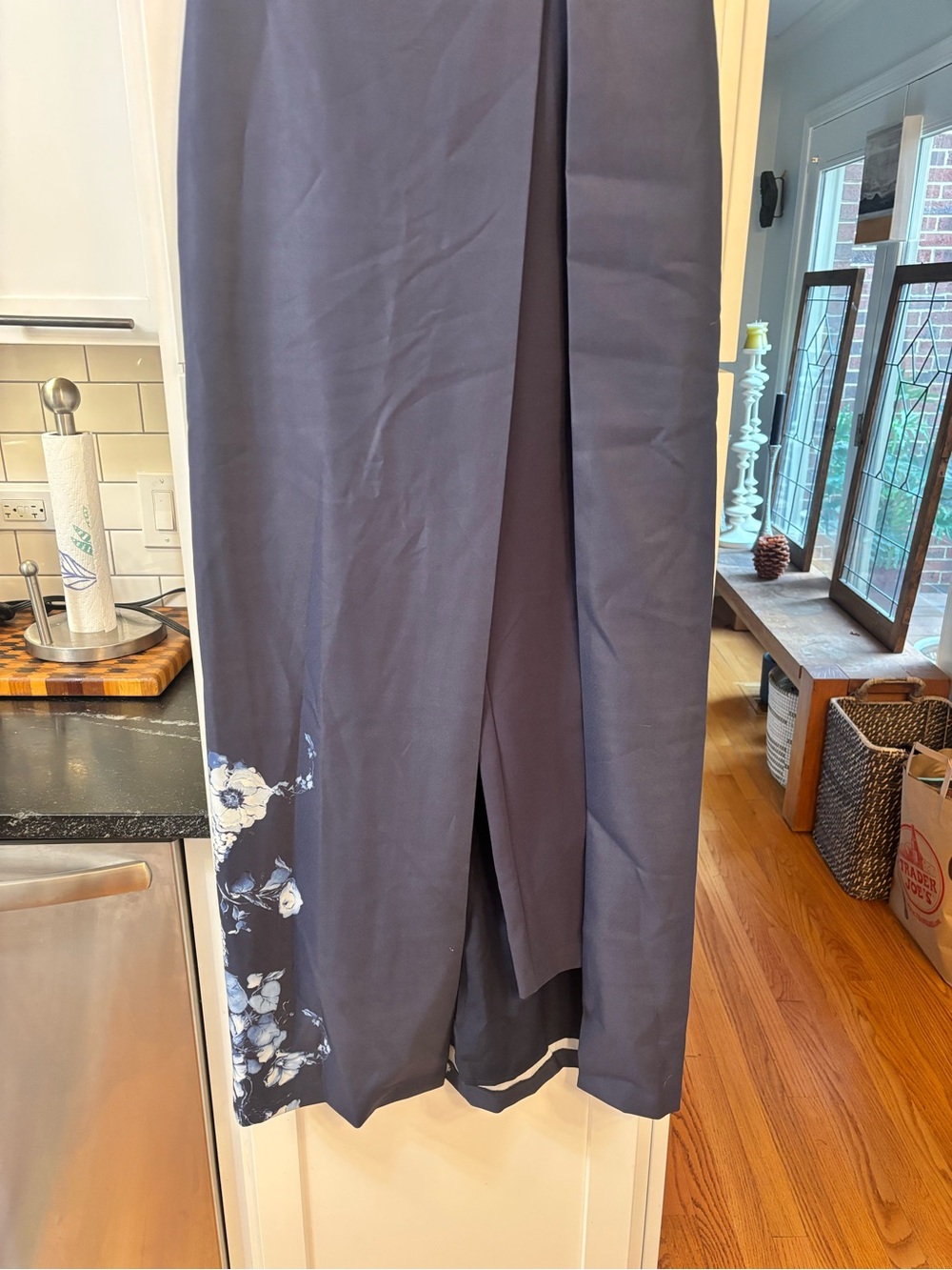 new Kay Unger ESTI WALK THRU JUMPSUIT Gown in Midnight blue floral - Picture 5 of 8